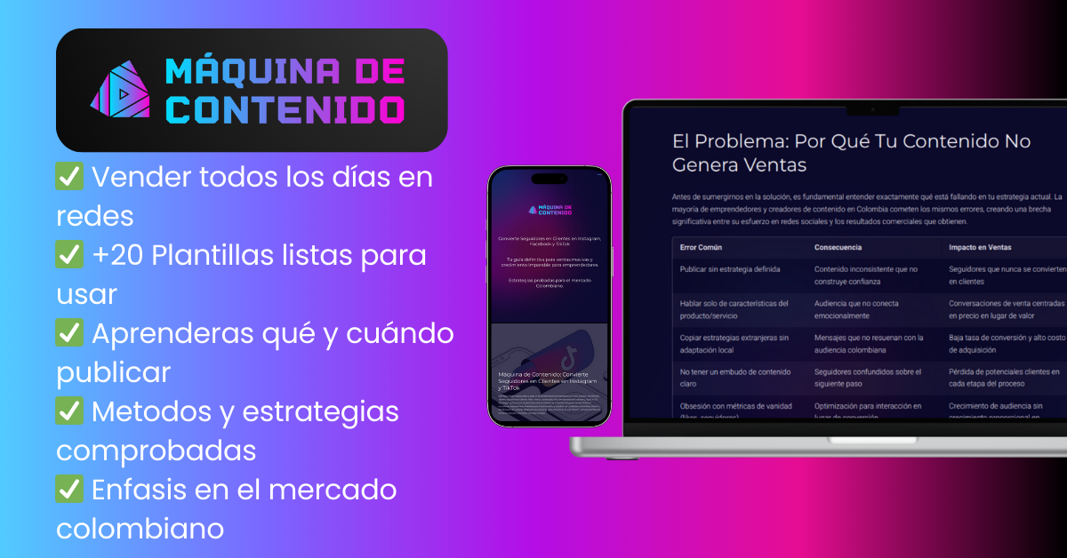 Máquina de Contenido: Convierte Seguidores en Clientes en Instagram y TikTok
