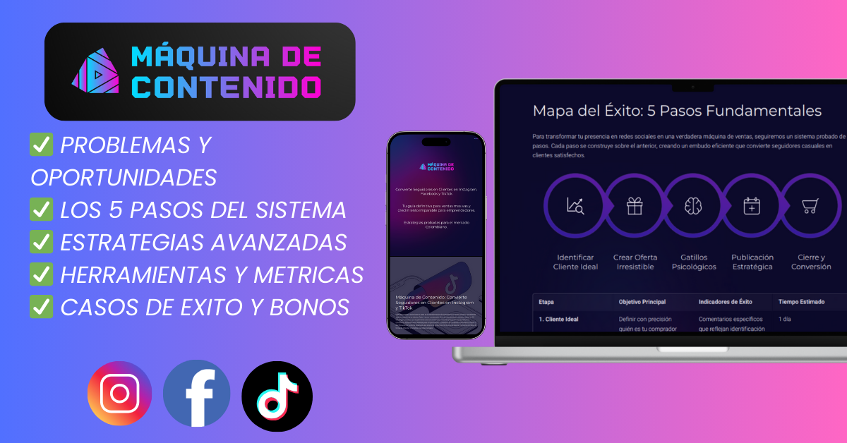 Máquina de Contenido: Convierte Seguidores en Clientes en Instagram y TikTok